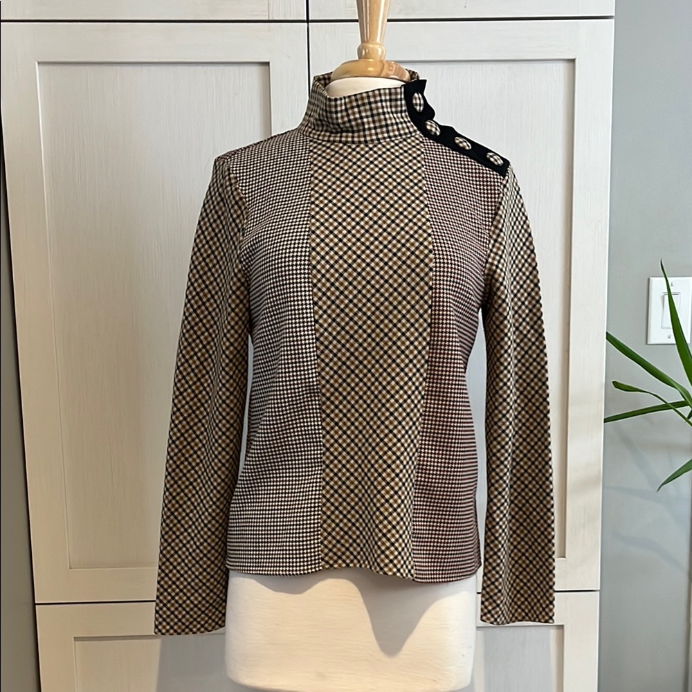 Zara Checkered Tunic Top - Black and Tan